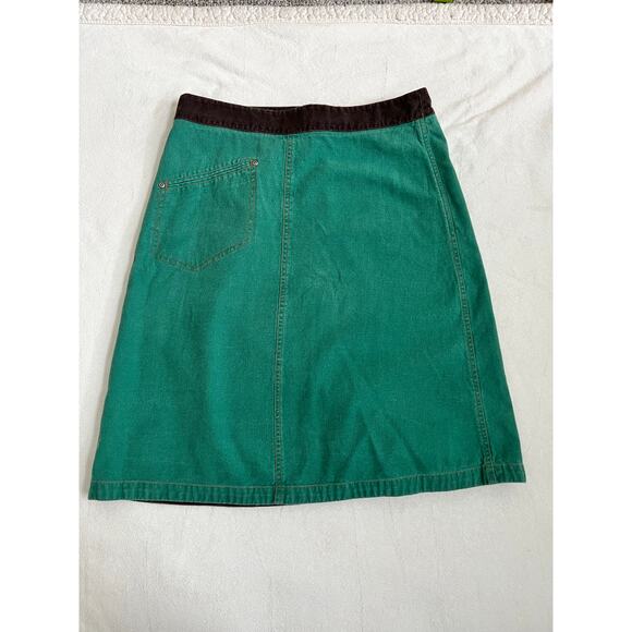 Kavu Denim Solid Green Knee Length Wrap Skirt Size 10 - Picture 5 of 10
